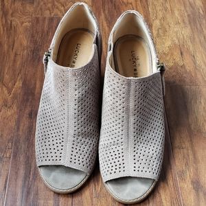 Lucky Brand Jabilo Wedge Peep Toe Bootie sz 10